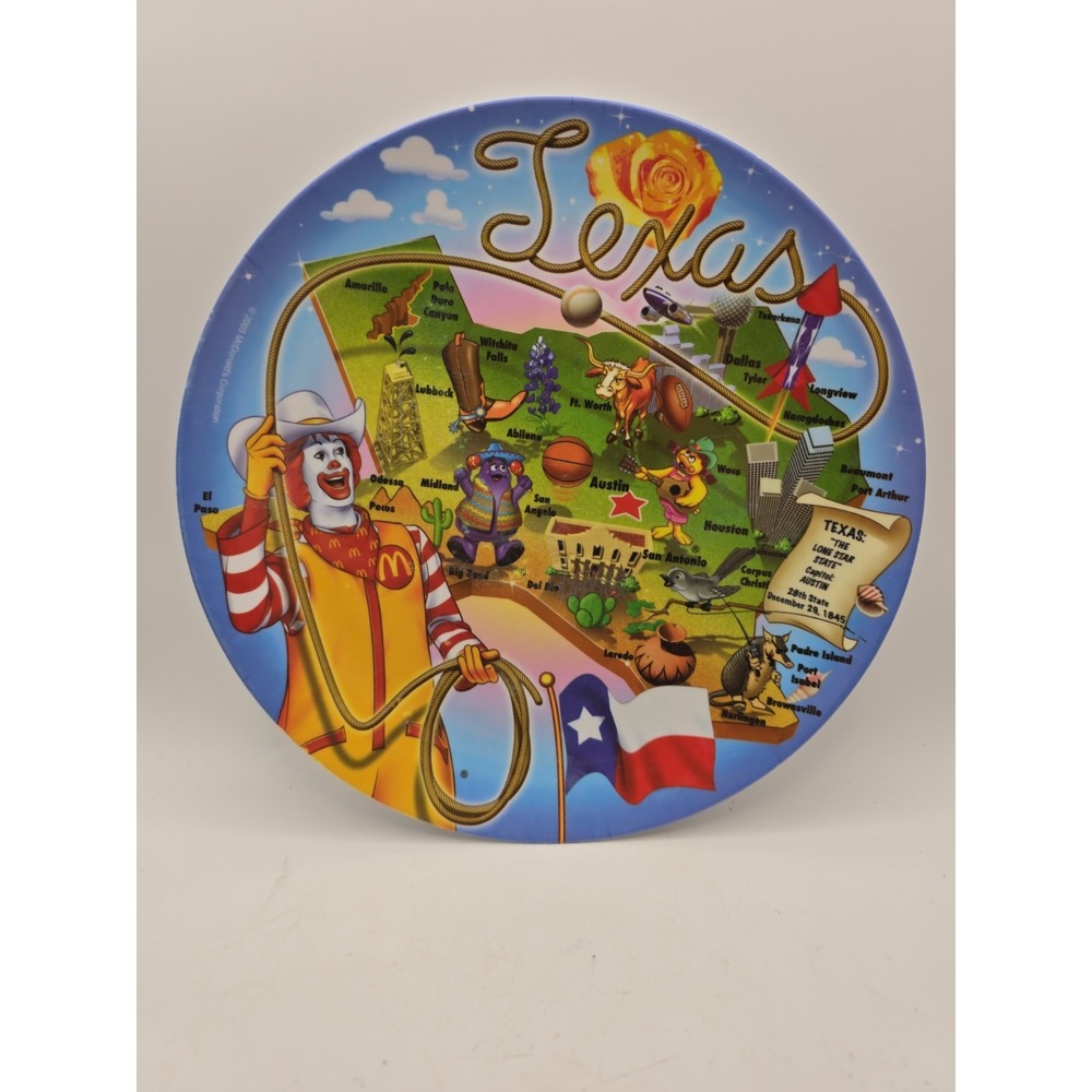 2003 McDonald's Texas State Plate Ronald McDonald Grimace Austin Houston Dallas